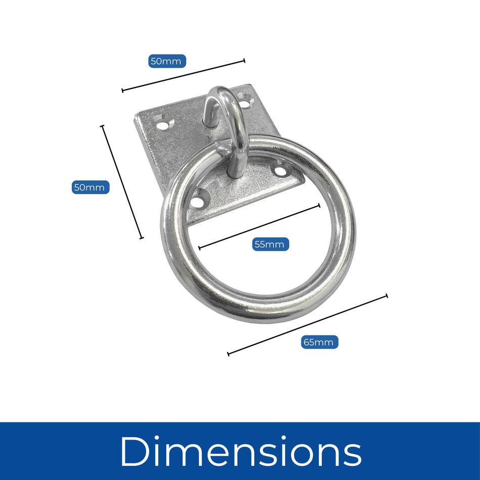 Galvanised Ring on Plate D-Shackle U Hook - 50mm