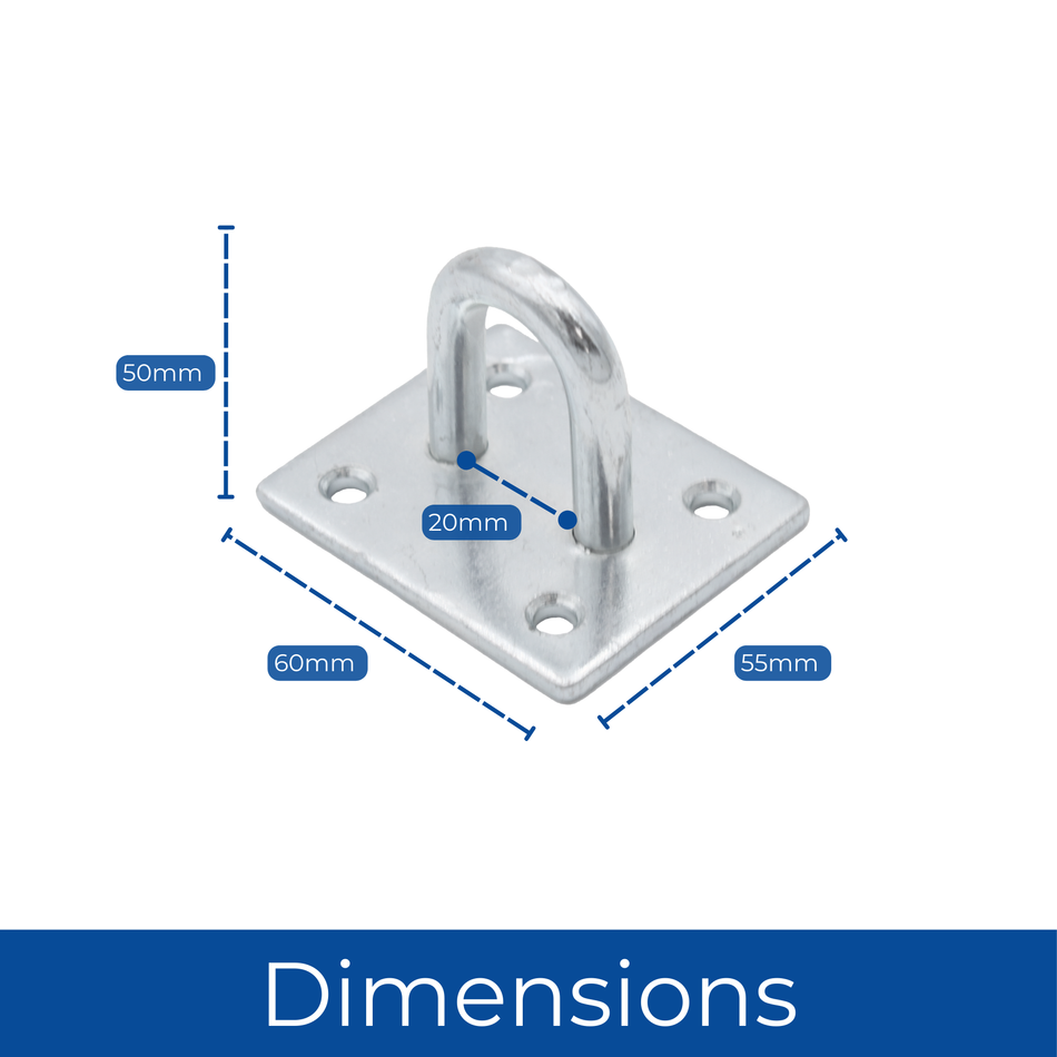 Galvanised Staple on Plate D-Shackle U Hook - 50mm