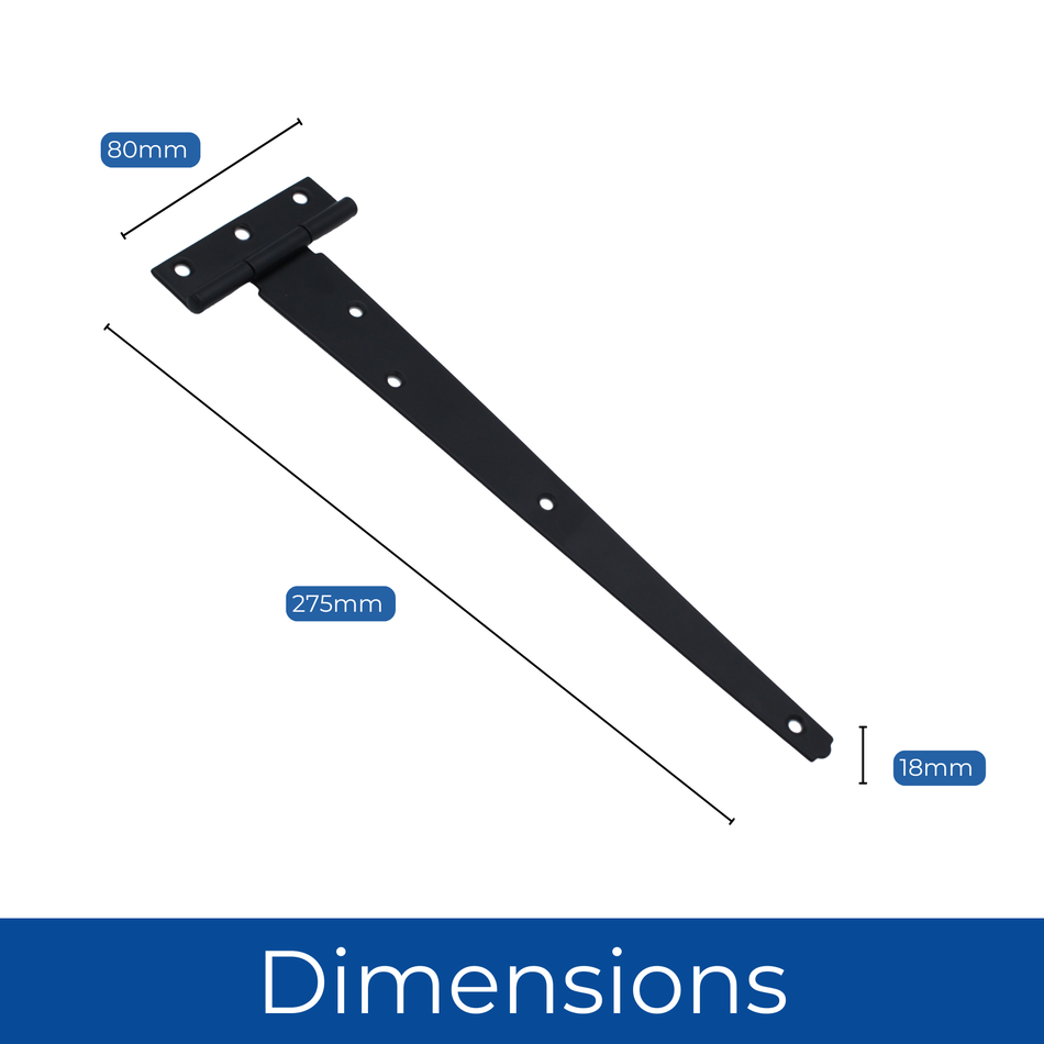 Tee Hinges 250mm Black Powder Coated Pair