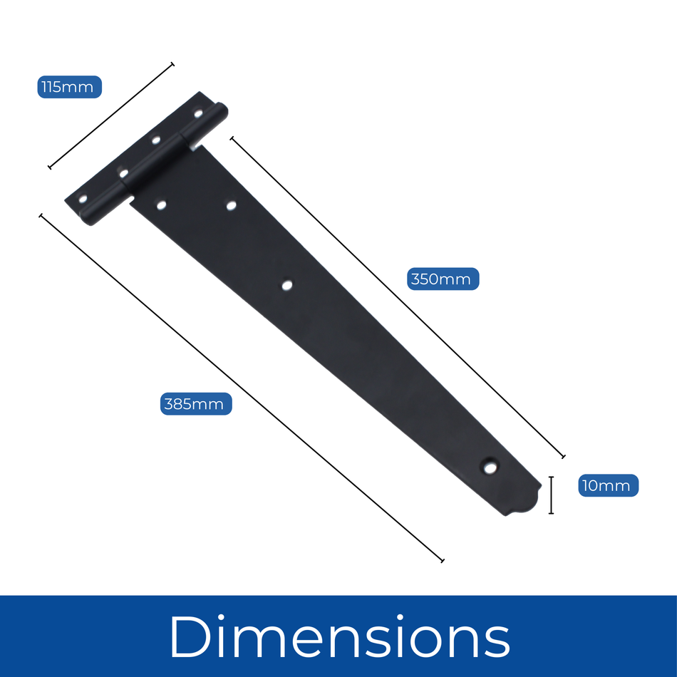 Tee Hinges 350mm Black Powder Coated Pair