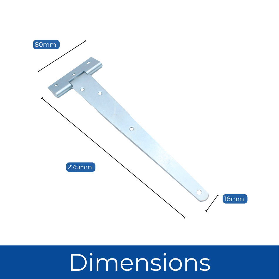 Tee Hinges 250mm Bright Zinc Plated Pair