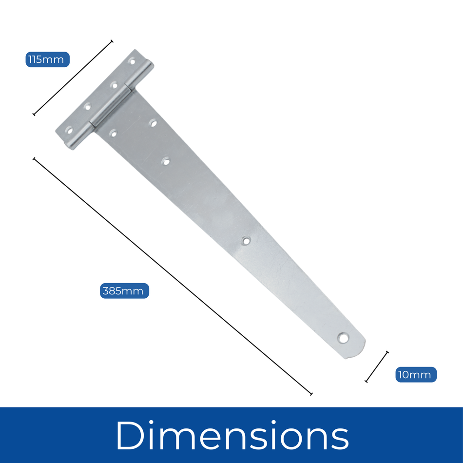 Tee Hinges 350mm Bright Zinc Plated Pair