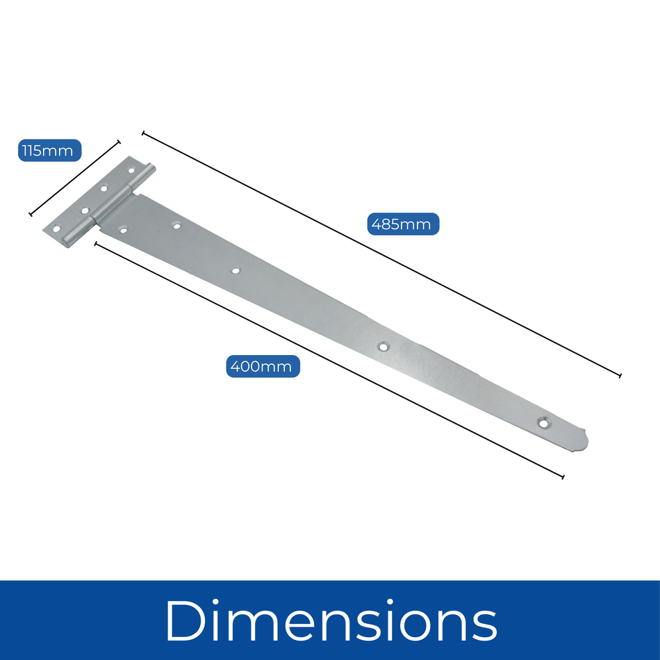Tee Hinges 450mm Bright Zinc Plated Pair
