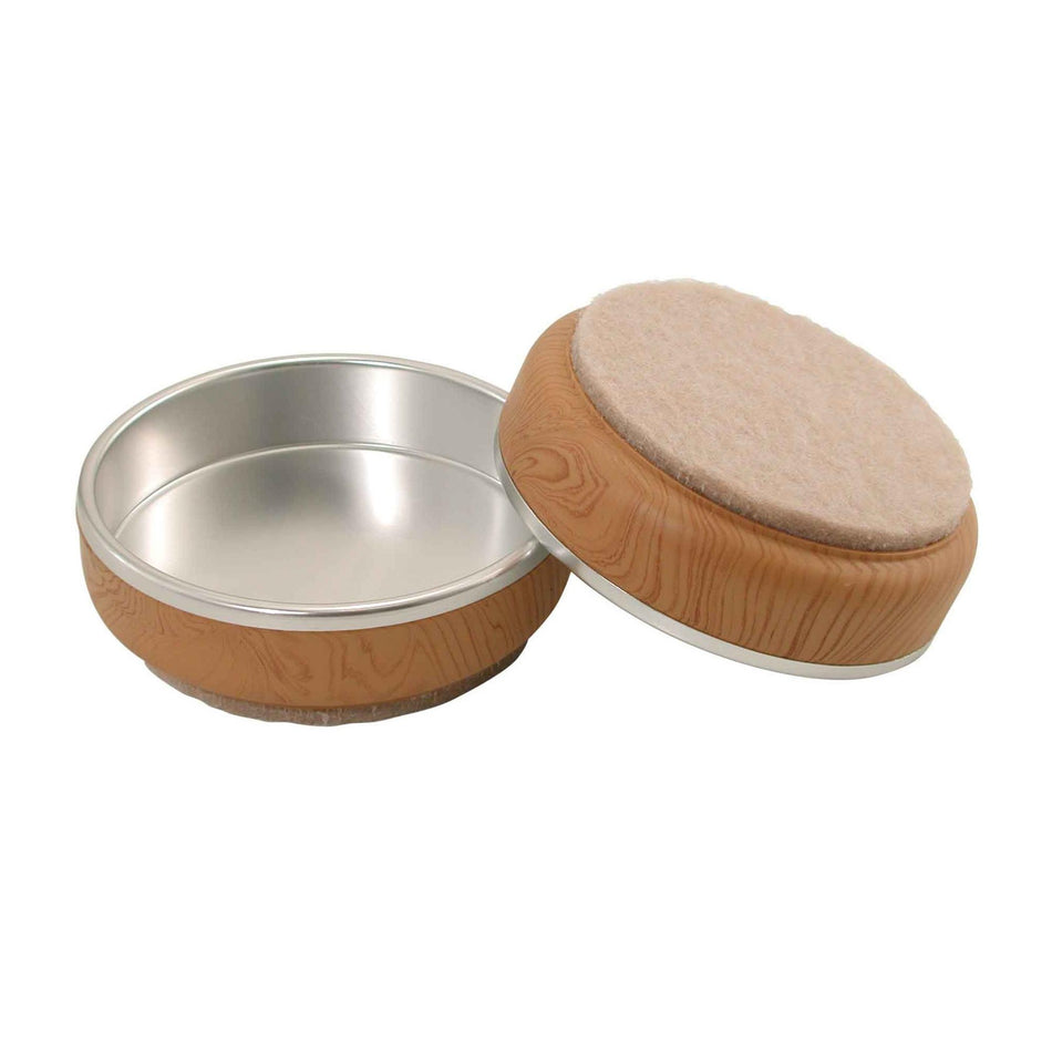 Satin Chrome Castor Cups with Felt Base – 100mm (Pack of 4)