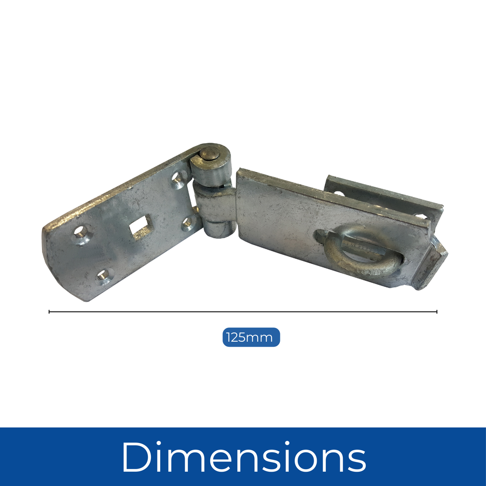 Heavy-Duty Hasp & Staple 5 Inch (125mm) Shed Door & Gate Lock - Zinc Plated