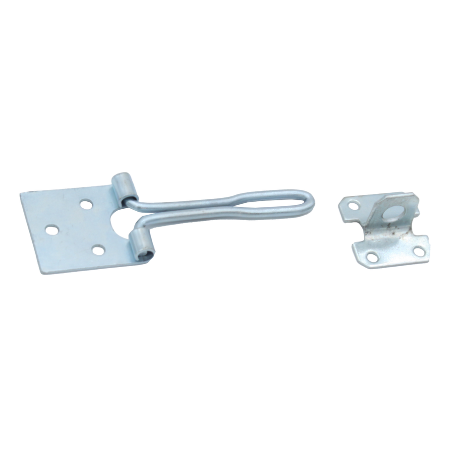 Wire Hasp & Staple 4 Inch (100mm) Shed Door & Hutch Lock - Zinc Plated