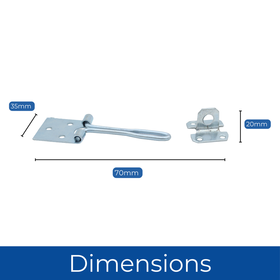 Wire Hasp & Staple 4 Inch (100mm) Shed Door & Hutch Lock - Zinc Plated