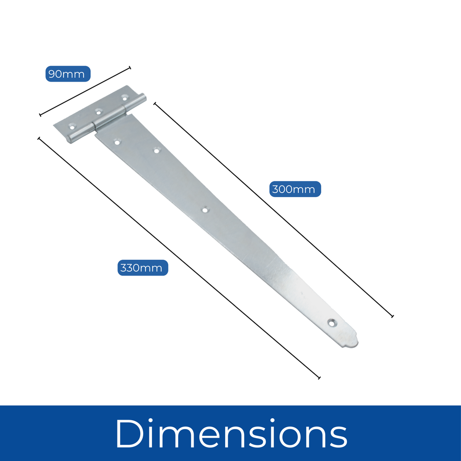Tee Hinges 300mm Bright Zinc Plated Pair