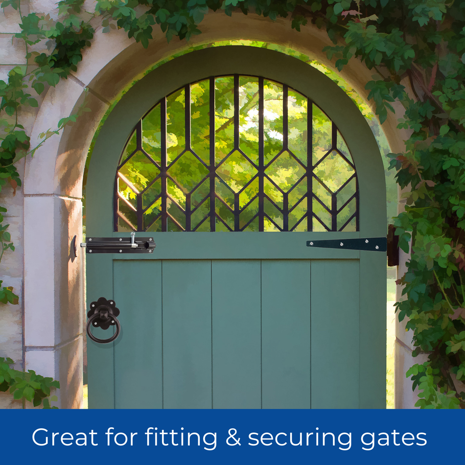 Ring Gate Latch, Bolt & Hinge Kit Black