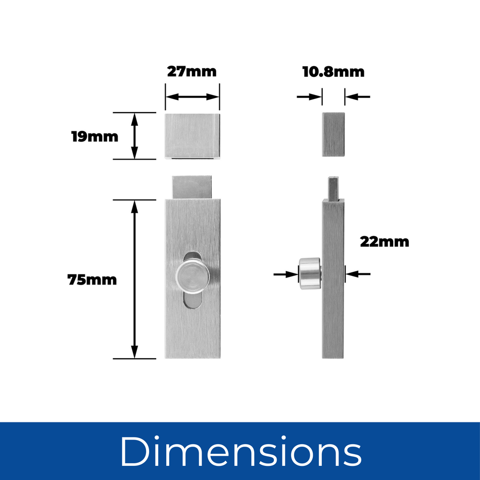Modern Door Bolt 75mm Satin Nickel Slide Barrel Lock Latch Shed Toilet