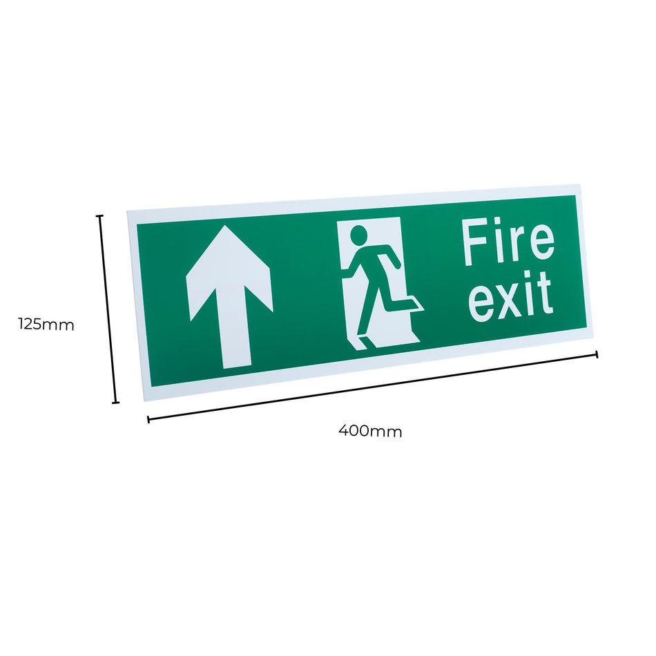 Fire Exit Sign Arrow Up Pack of 1 - 400 x 125mm