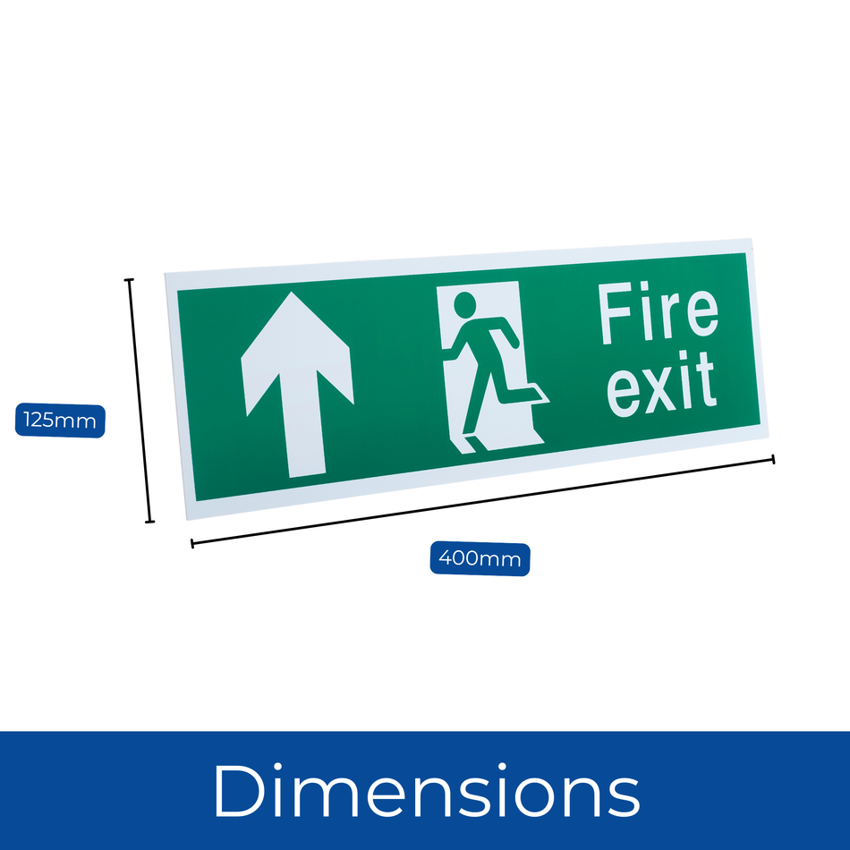 Fire Exit Sign Arrow Up Pack of 1 - 400 x 125mm