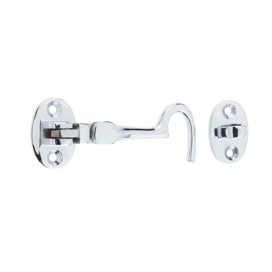 Cabin Hook Eye Latch 3 Inch (75mm) Gate & Door Lock - Chrome Plated