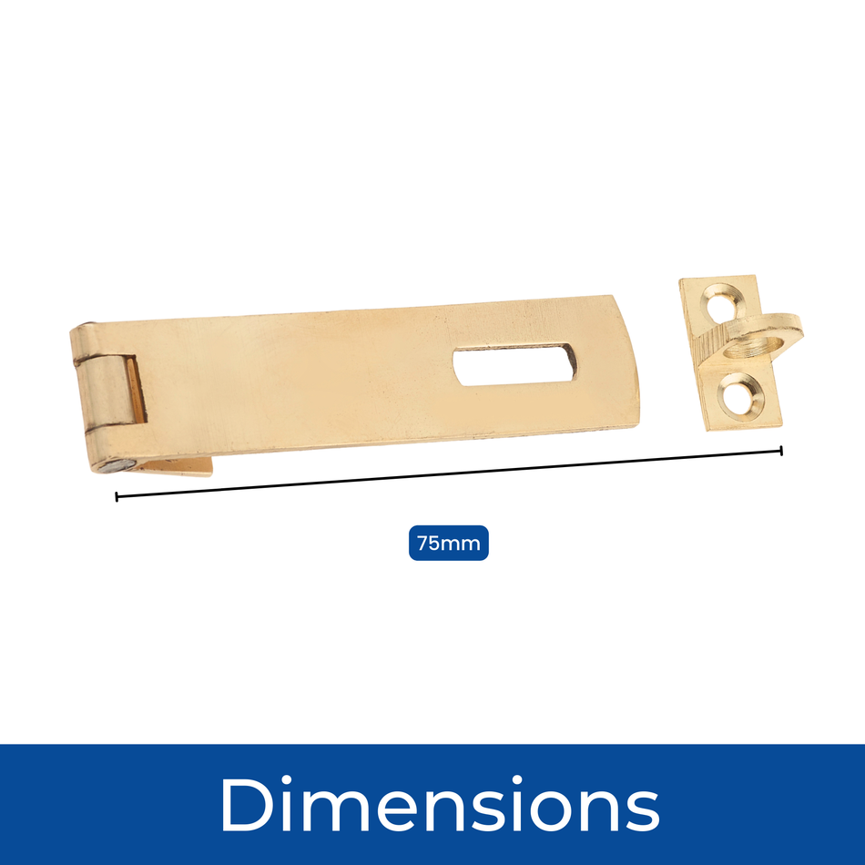 Polished Brass Hasp & Staple Lock (75mm) – Includes Installation Kit