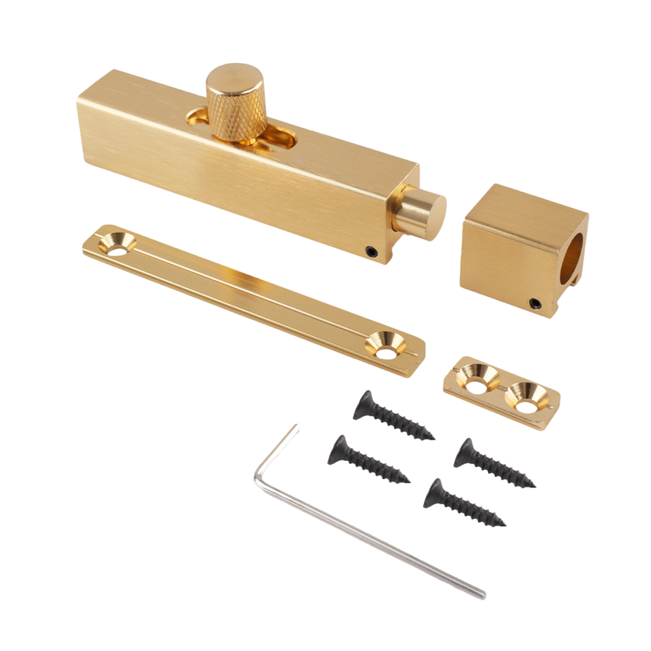 Modern Door Bolt 75mm Slide Barrel Lock Shed & Gate Door - Brushed Brass