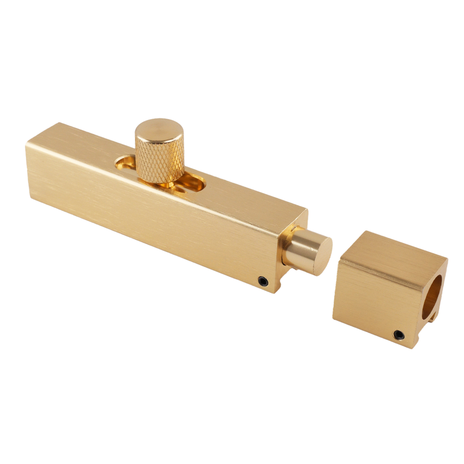 Modern Door Bolt 75mm Slide Barrel Lock Shed & Gate Door - Brushed Brass