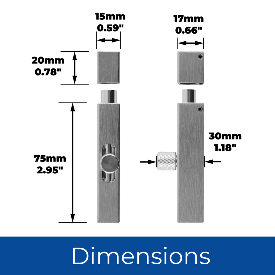 Modern Door Bolt 75mm Slide Barrel Lock Shed & Bathroom Door - Satin Nickel