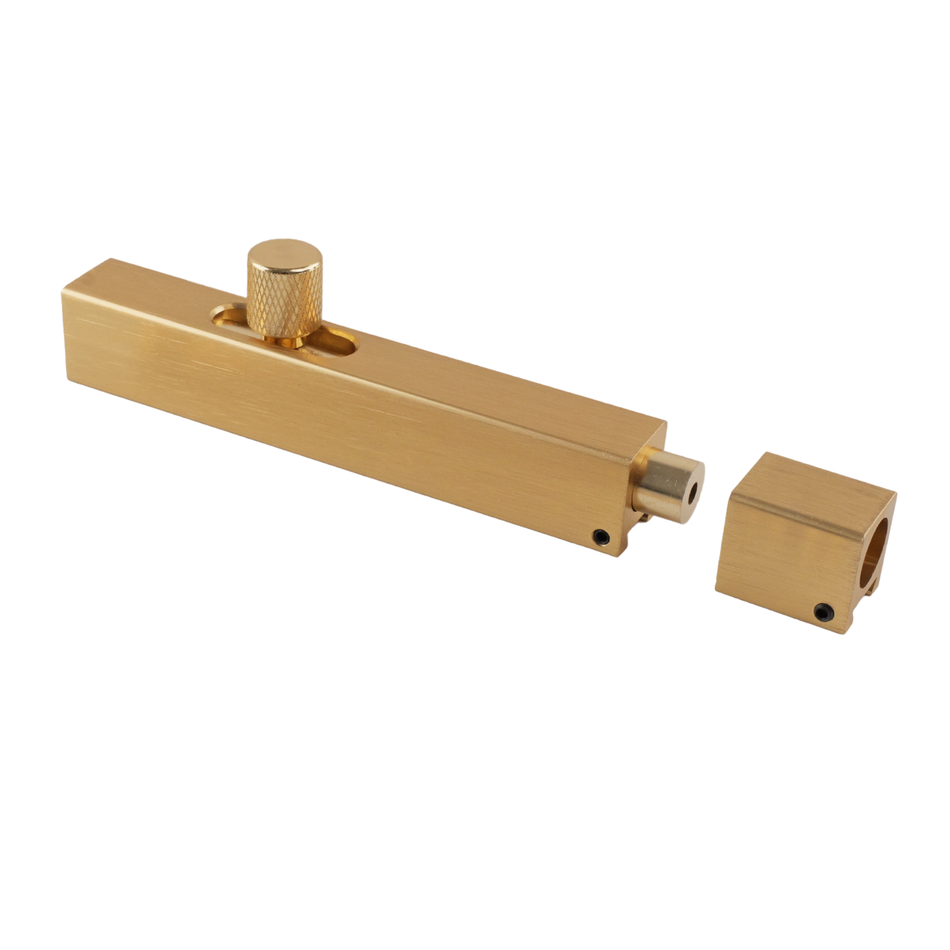 Modern Door Bolt 100mm Slide Barrel Lock Shed & Gate Door - Brushed Brass