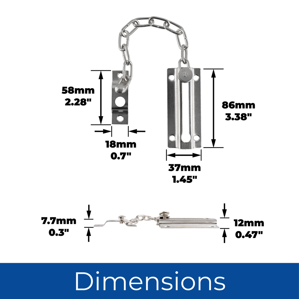 Door Chain 85mm Satin Nickel Chain Lock Front Door Security Childproof