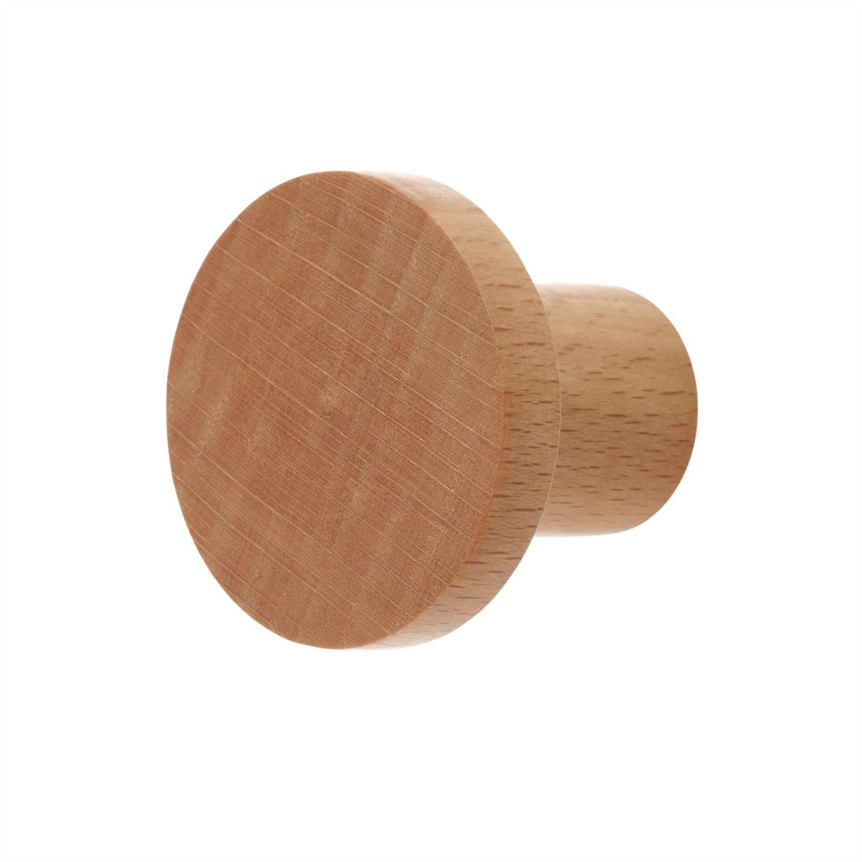 10 Pack Basic Round Wooden Knobs 33mm Beech Wood Cabinet & Drawer Knob Handles