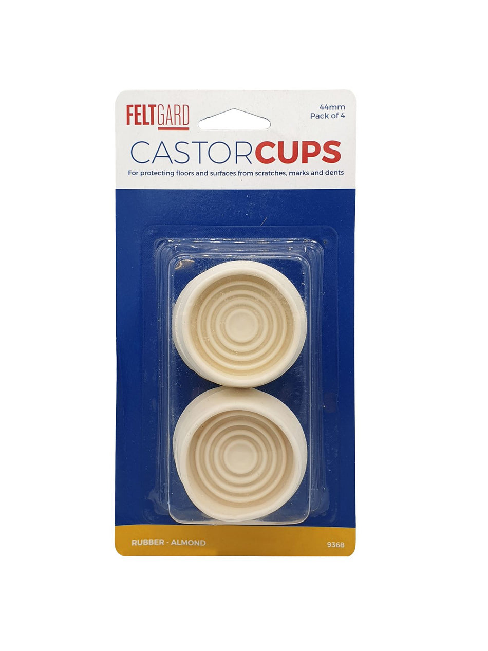 4 Pack 44mm Almond Rubber Non-Slip Castor Cups