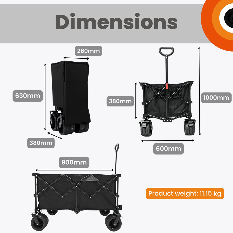 Festival Trolley 200L Capacity Heavy Duty Foldable Camping Cart, Fishing Wagon