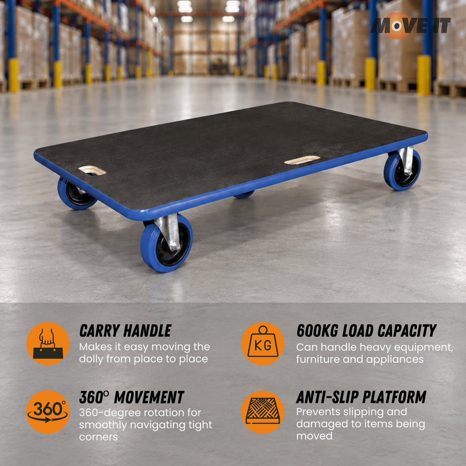 Dolly Trolley 600kg Large Heavy Duty Appliance Furniture Mover, 90x60cm