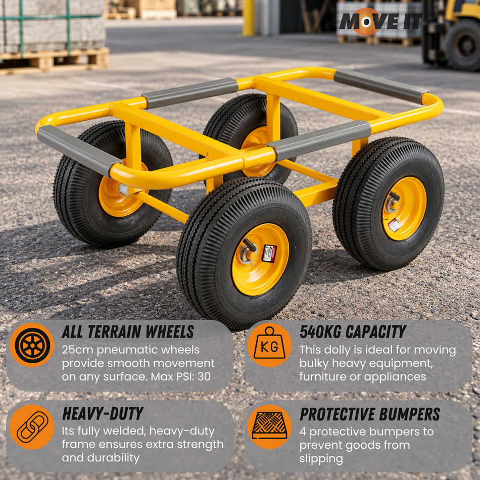 Heavy Duty Steel Dolly for Removals, 540kg, Moving Large Furniture