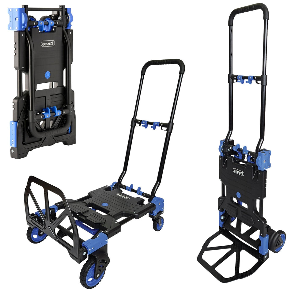 2-in-1 Sack Truck Folding Trolley 120kg Capacity, Black