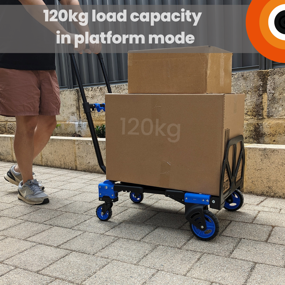 2-in-1 Sack Truck Folding Trolley 120kg Capacity - Black