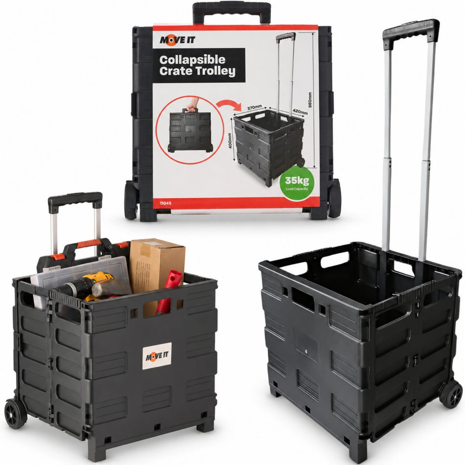 Folding Basket Trolley Cart - 35kg Capacity