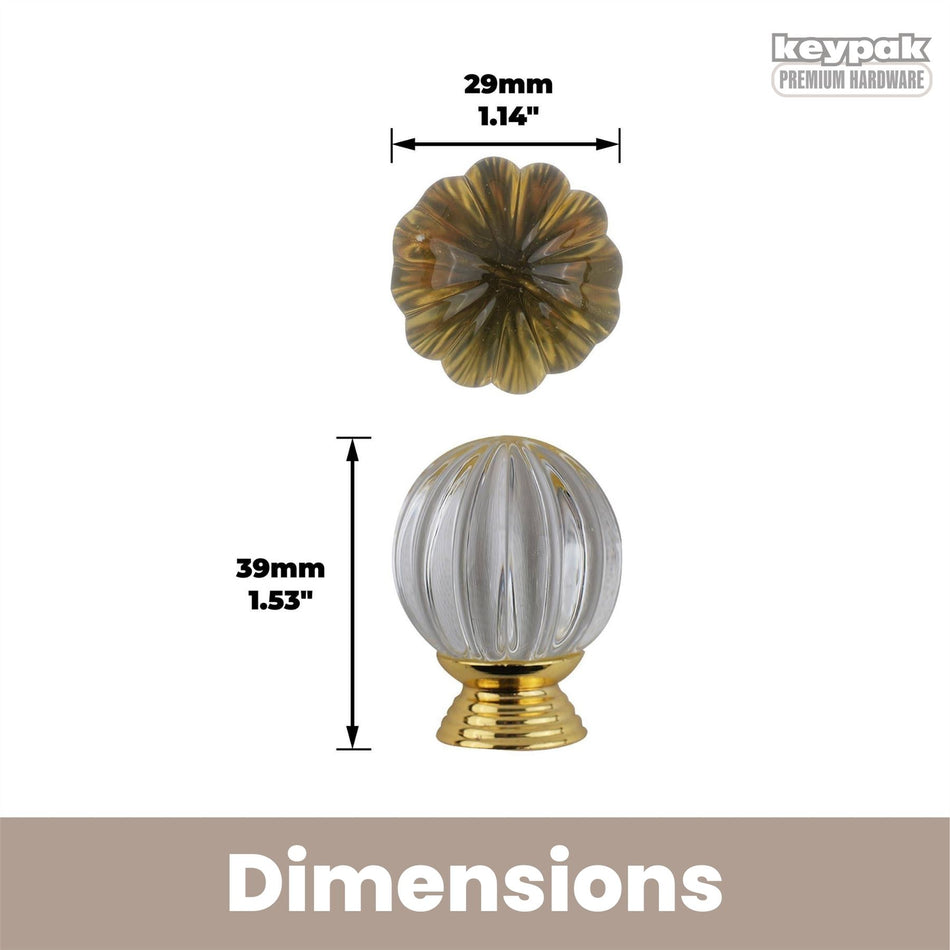 10 Pack Fluted Glass Cabinet Knobs 32mm Cabinet Drawer Handle