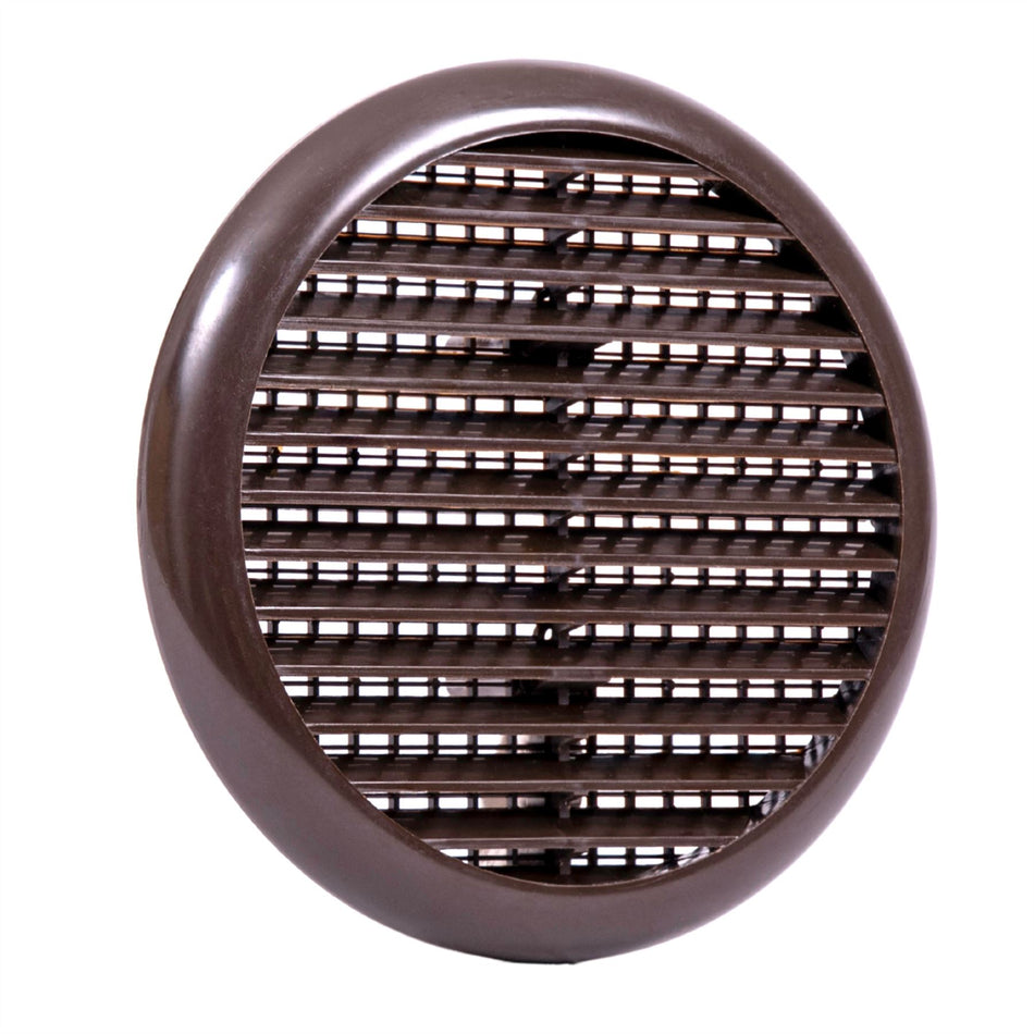 Round Louvre Air Vent Cover - Openings 80-152mm, Flyscreen - Brown