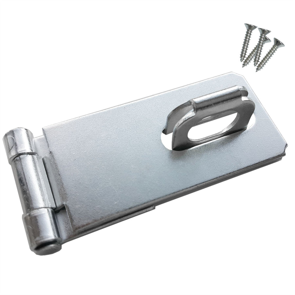 Safety Hasp & Staple 3 Inch (75mm) Gate, Shed & Cabinet Door Lock - Zinc Plated