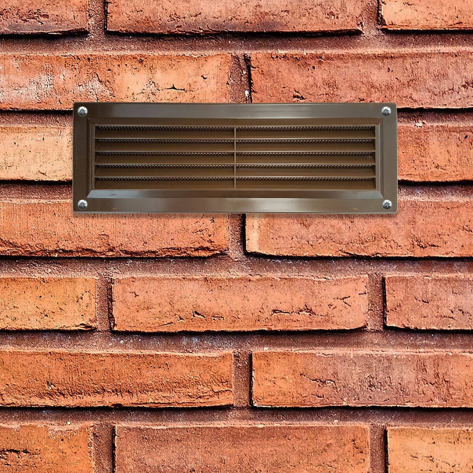 Vent -Louvred with F/Flyscreen Plastic 9x3" Brown