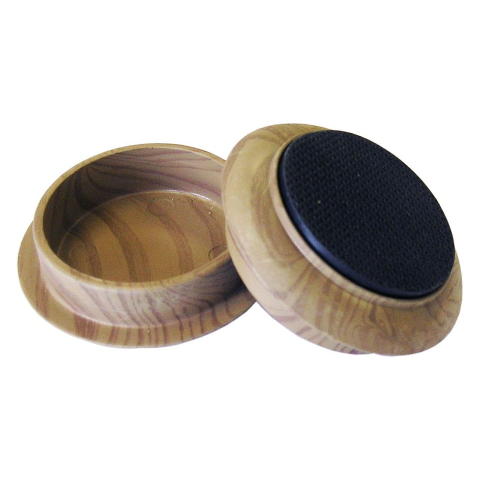 44mm Dark Wood Effect Non-Slip Furniture Castor Cups – 4 Pack
