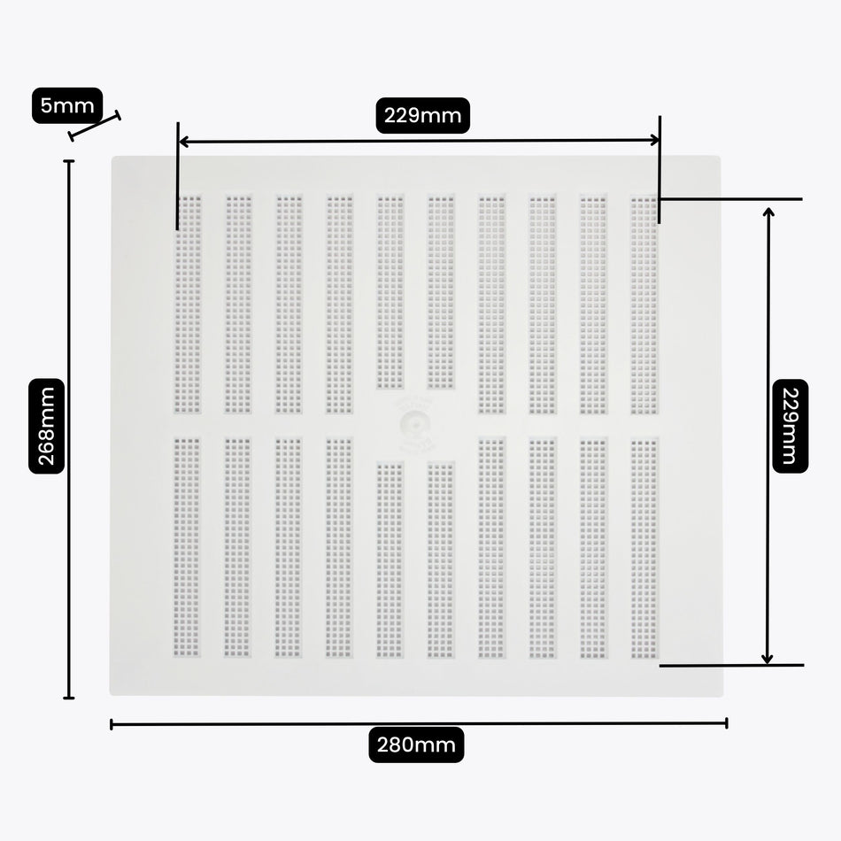 Vent -Adjustable w F/Flyscreen Plastic 9x9" White