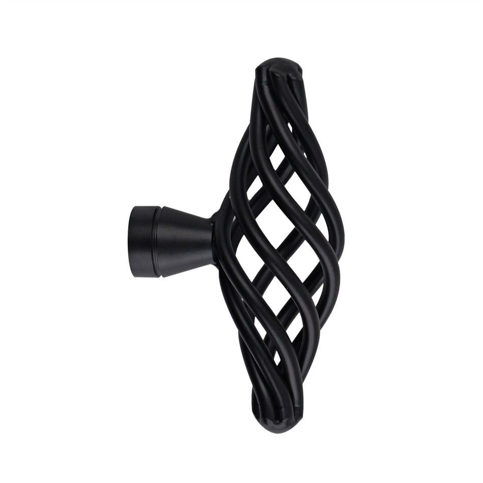 10 Pack Classic Cage Door Knobs 64mm Black – Decorative Steel Cabinet & Drawer Knob Handles