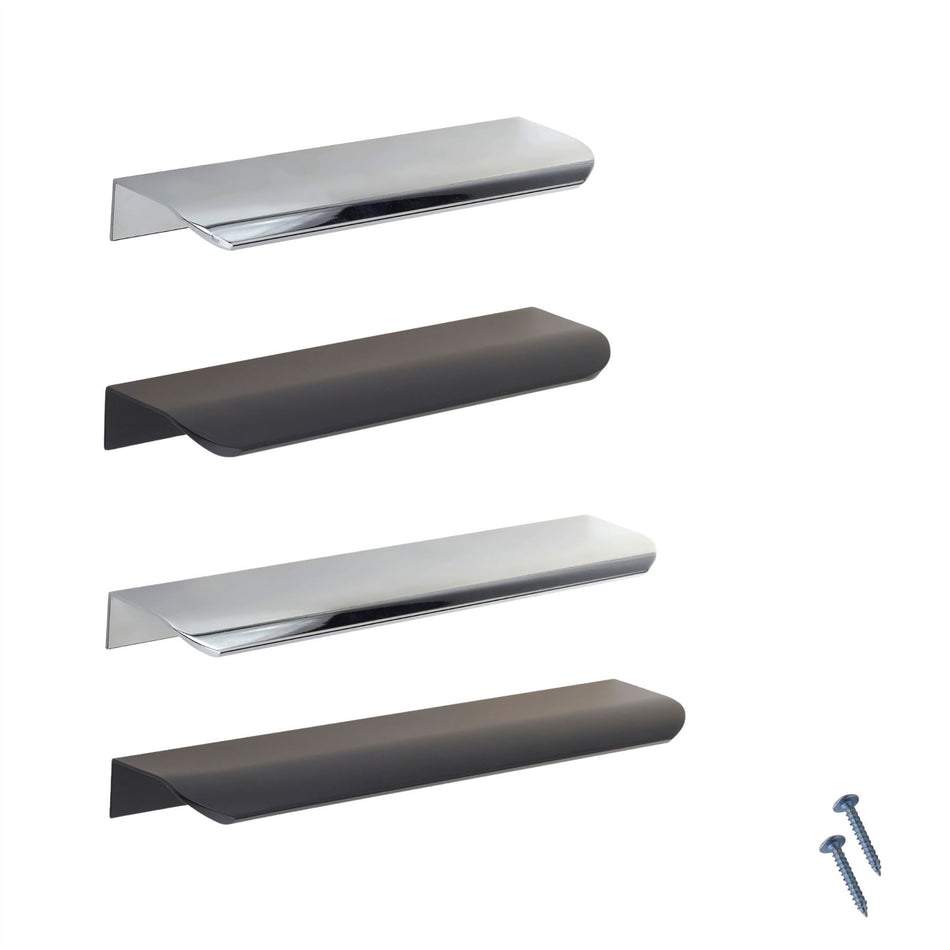 10 Pack Lip Pull Metal Handles - Modern Cabinet & Drawer Pull Handles