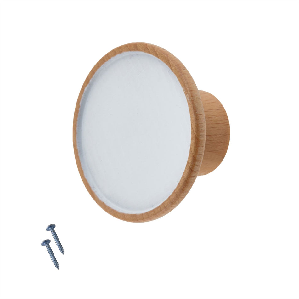 10 Pack Painted Centre Pine Knobs 45mm – Beech Wood Cabinet & Drawer Knob Handles