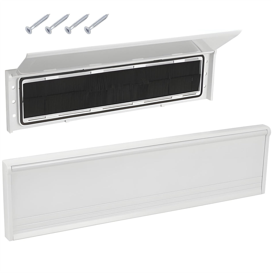 Letterplate Cover 12 inch Door Letterbox with Draught Excluder - White