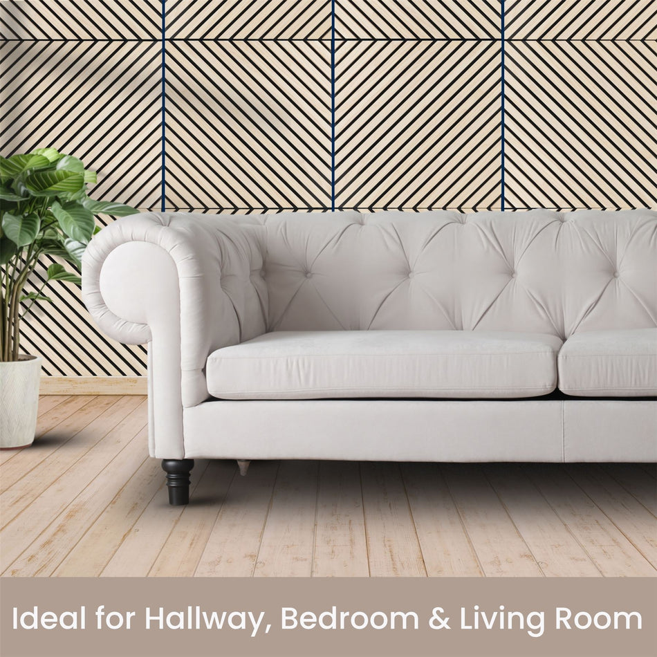 Light Oak Diagonal Square Wood Wall Panel 60x60cm, 4 Pack