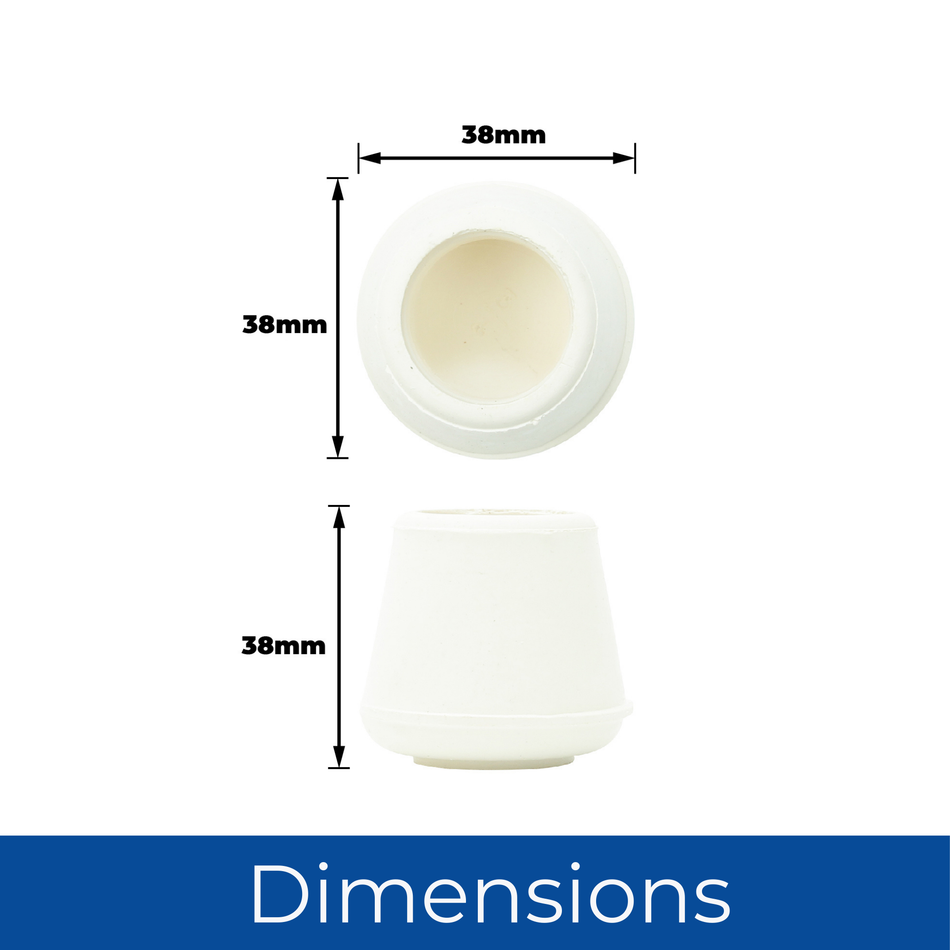 25mm Rubber Furniture Feet Tip Caps - White Floor Protectors, Pack of 4 Leg Tips