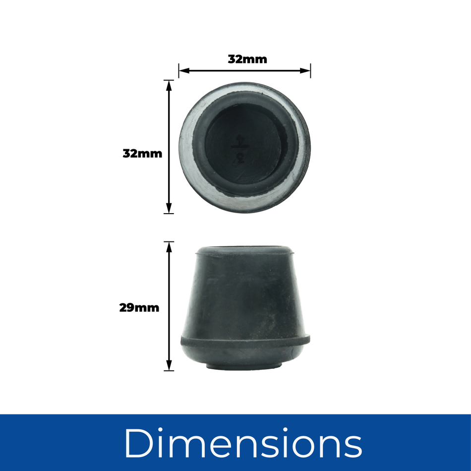 19mm Rubber Furniture Feet Tip Caps - Black Floor Protectors, Pack of 4 Leg Tips