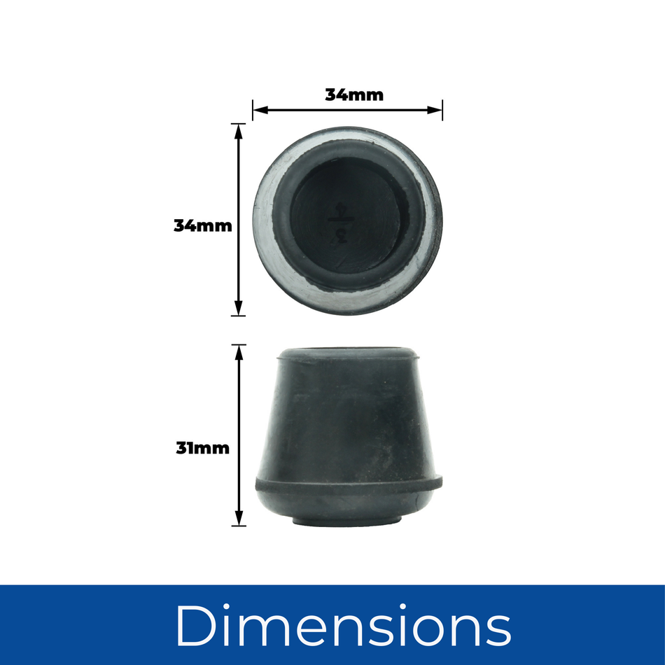 22mm Rubber Furniture Feet Tip Caps - Black Floor Protectors, Pack of 4 Leg Tips