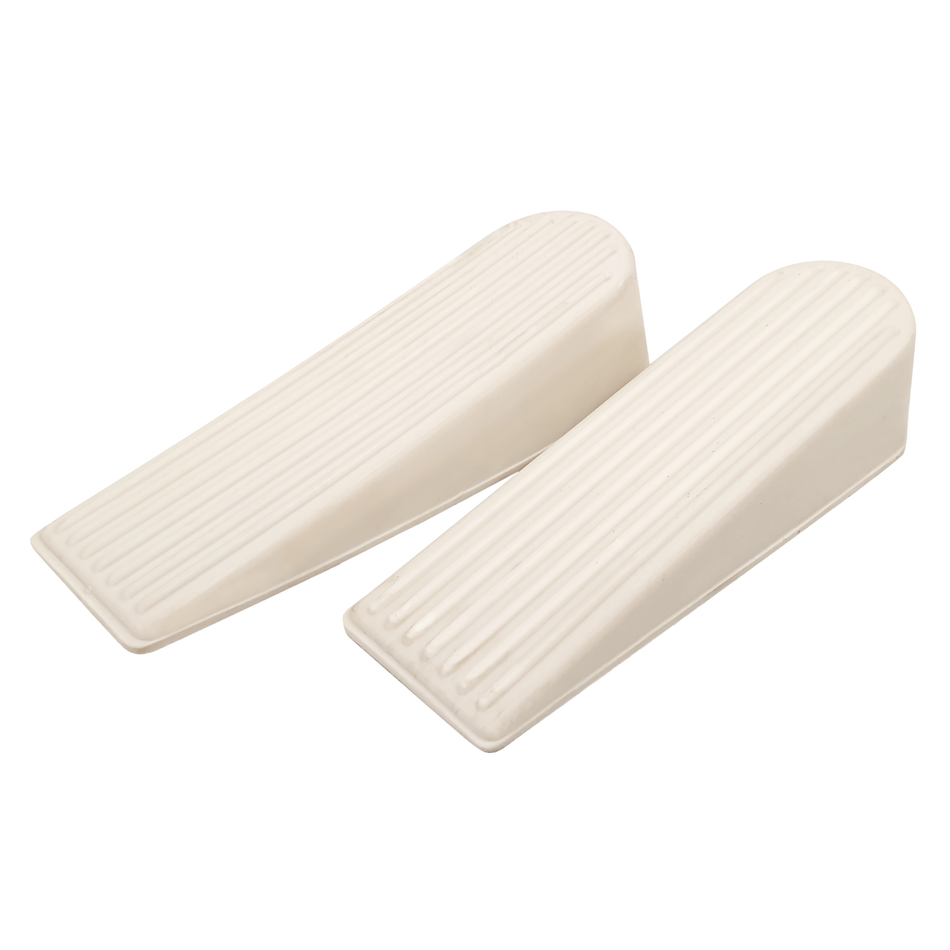 2 Pack Medium Non-Slip Rubber Door Stop Wedges - Almond