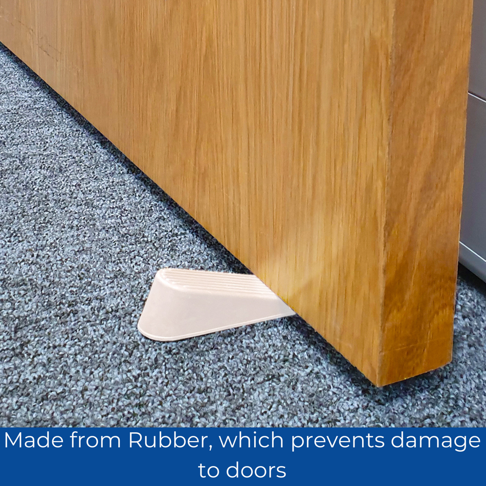 2 Pack Medium Non-Slip Rubber Door Stop Wedges - Almond