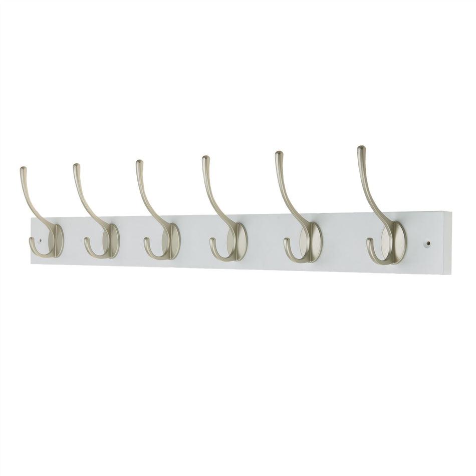 Keypak Victorian Wall Mounted Coat Hooks - White/Satin Nickel