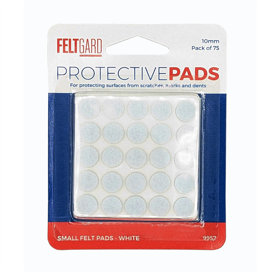 Felt Gard Furniture Round Felt Pads 10mm White – Pack of 75