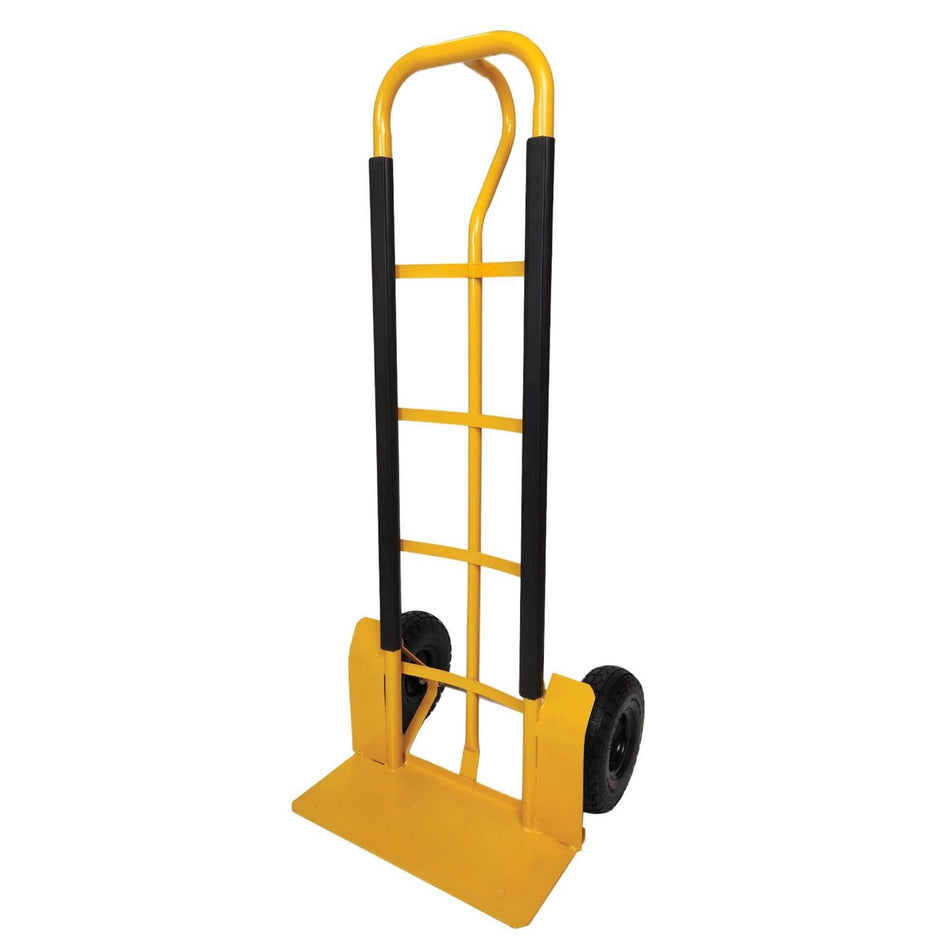 Heavy Duty Sack Truck 350kg P-Handle Solid Puncture Proof Tyres, Steel Barrow